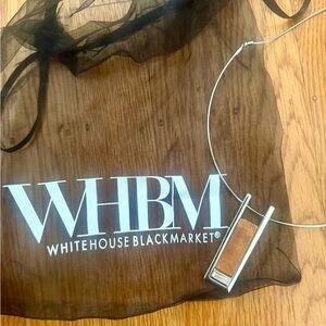 Like New! White House Black Market Silver Collar Necklace Brown Wood Pendant